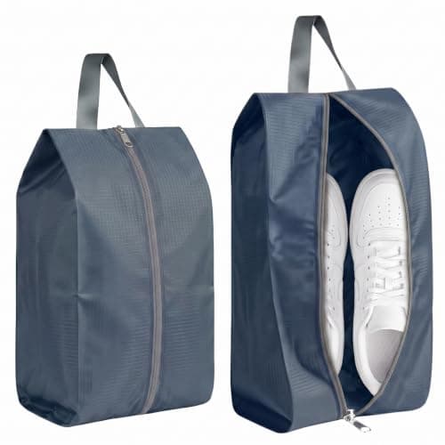 2-pack andningsbara skopåsar i nylonmesh för resor, 2 storlekar, marinblå Navy Blue