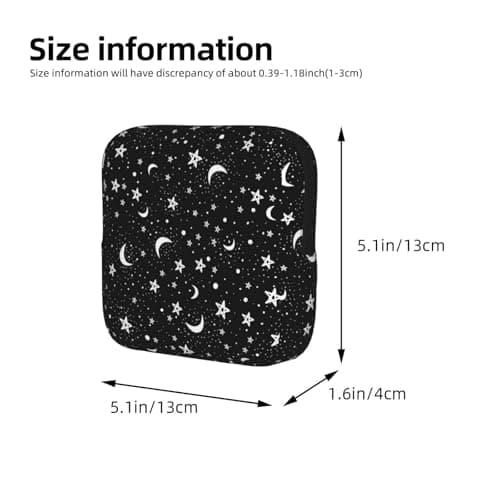 Sort og hvid måne stjerne periode taske til kvinder, bærbar hygiejnebind periode pose til pung, små make-up tasker Black And White Moon Star