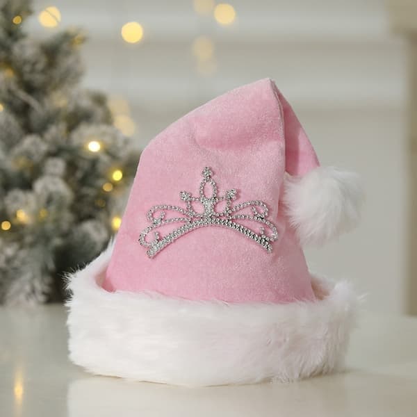 Nisselue med krone til prinsessen, julepynt og kostymer, rosa pink