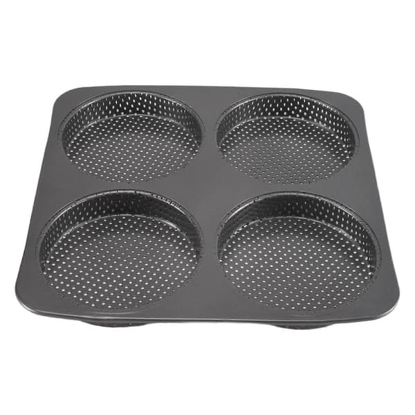 Hamburgerbolleform, 5 tommer non-stick kulstofstål hamburgerform, 4-kops stor bageform til hjemmelavede hamburgerboller