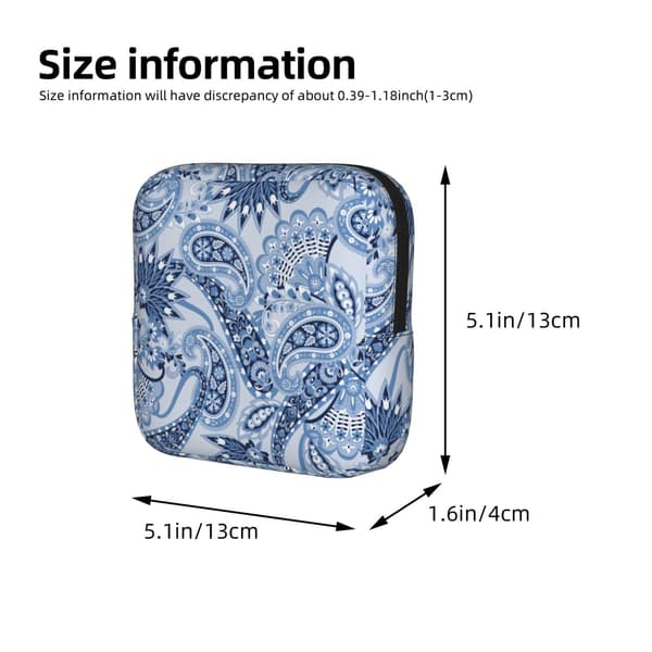 Paisley Blomster Og Blade Blå Boheme Boho Blomster Periode Taske Til Kvinder, Bærbar Hygiejnebind Periode Pude Pose Til Pung, Små Makeuptasker Paisley