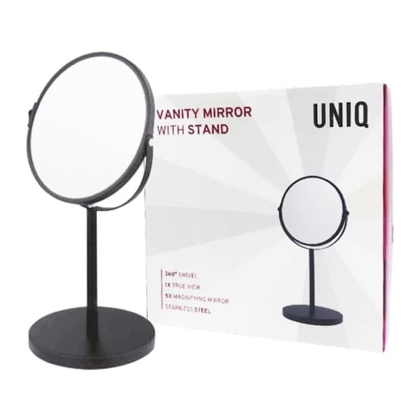 UNIQ Makeupspejl med sokkel Sort/sort