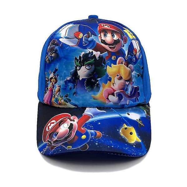 Barn Super Mario Baseballkeps Justerbar Solhatt Skärmmössa Present B-Blue