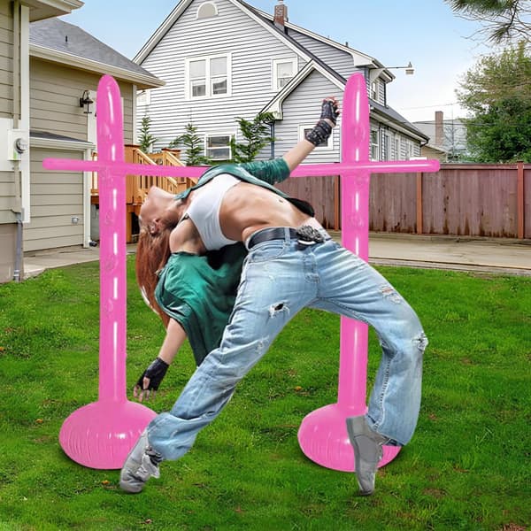 Oppusteligt Limbo-legetøj til voksne, justerbart stang-legetøj til børn Pink