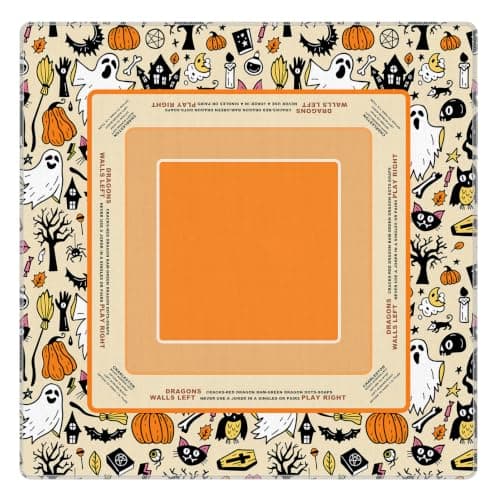 Orange Halloween Efterår Mahjong Måtte 31.5\" x 31.5\" Witch Black Cat