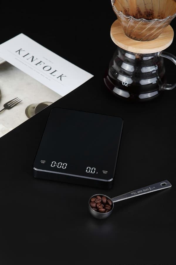 INF Genopladelig Kaffevægt med Timer 3 kg / 0,1 G, Sort