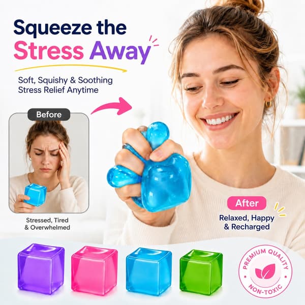 1PC Ice Cube Squishy Fidget Toys, Långsamt stigande klämbar sensorisk leksak Stresspresent Bule