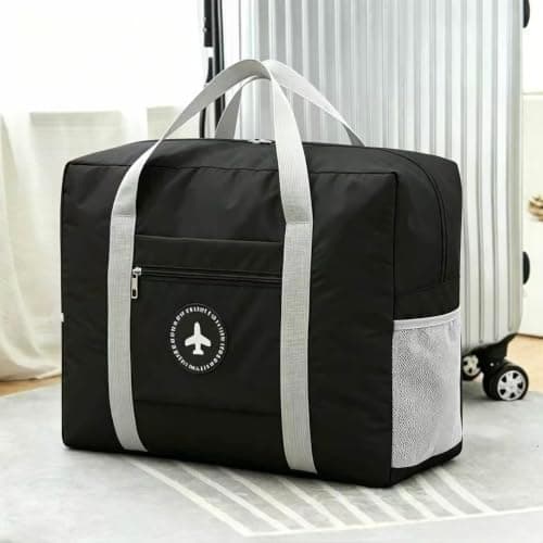 Lättviktsresväska, hopfällbar handbagage weekendväska Black