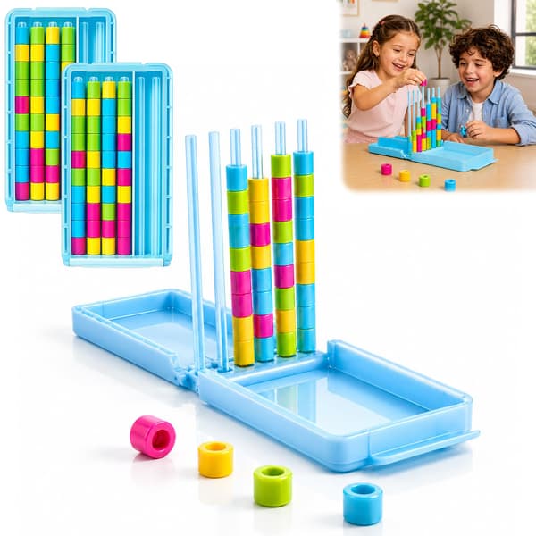 Color Stack Challenge Game, Mini Color Stack Game, Colorstack Challenge Game Reisestørrelse, Rask fargematch-stabling, med 40 fargeringer 2pcs