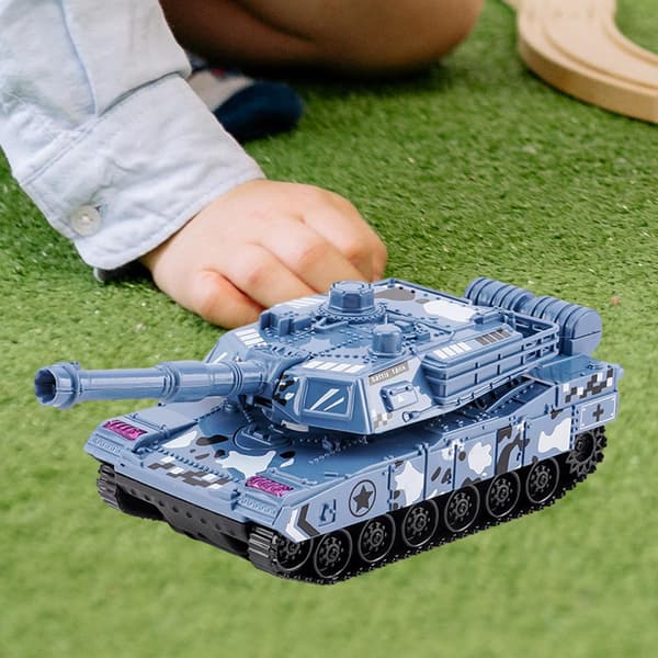 Mini kampvognslegetøj Træk tilbage køretøj Roterende tårn Simulation Inertial bevægelse PP Materiale Fint håndværk Egnet til 3-7 år, Blå Blue