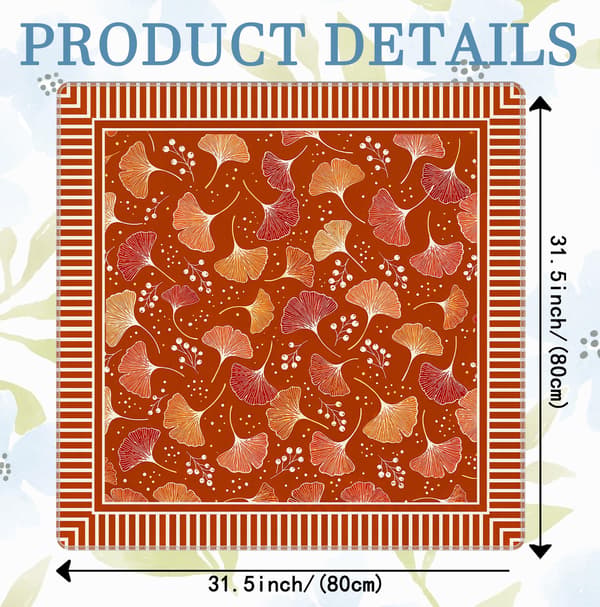 Orange Boho Efterår Ginkgo Blad Mahjong Måtte 31.5\" x 31.5\" Brown Beige Gingerbread Man