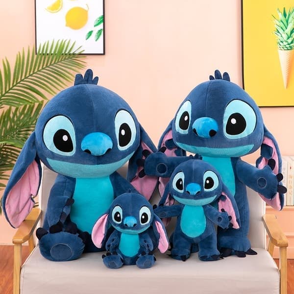 Blå Stitch Blød Klemmelegetøj Plys, Blå Alien Monster Plyslegetøj, Siddende, Størrelse 45cm sit 45cm