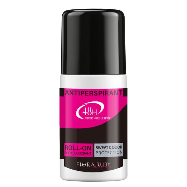 Flora Ruby Antiperspirant Roll-On, 48H svette- og luktbeskyttelse, aluminiumsformel, langvarig friskhet, 1,59 oz / 50 ml warm