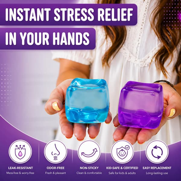 Premium Mega Squeeze Stresskube, Klembar Fidget-leke, Barn og Voksne Purple