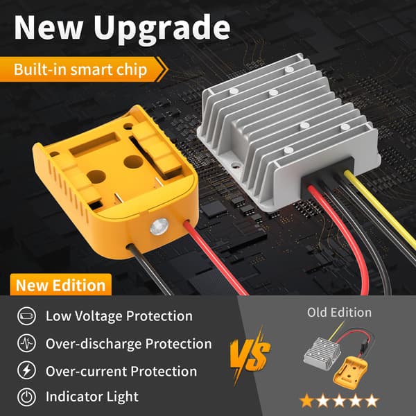 Kzreect 20V til 12V Step-Down Konverter Kompatibel med Dewalt 20V Batteri Upgraded 1 Pack