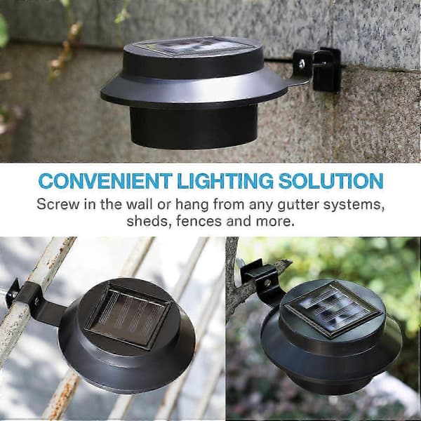 Solcellelamper for utendørs bruk, LED solcelle takrenne hage gårdsplass vegglampe