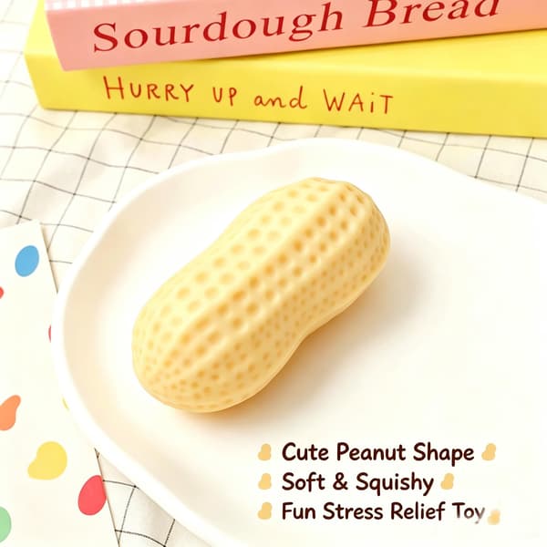 Knaser Peanut Squishy, ASMR Knaser Squishy Fidget Legetøj, Sensorisk Legetøj Golden Yellow