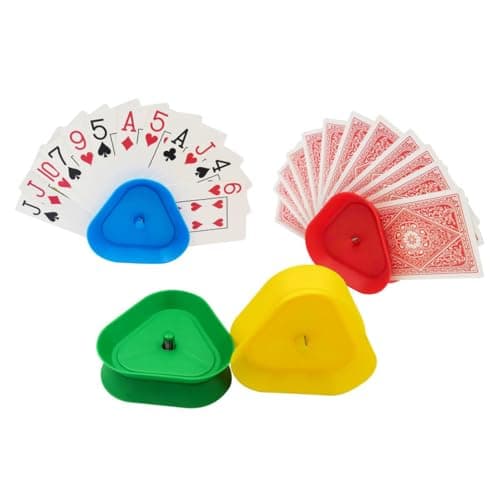 4-pak 4 farver trekantede håndfri pokerholderbakker til spilkort