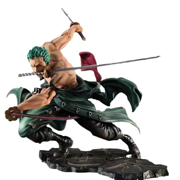 One Piece Roronoa Zoro Tre-sværdstil Figur Samlet Anime Model Skrivebordsornament Three Thousand