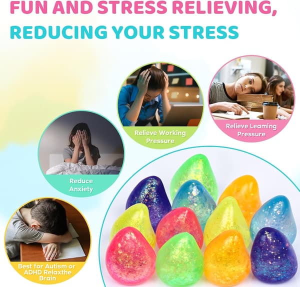 12-pak langsomt voksende stressbolde, squishy håndterapi sensorisk klemmelegetøj, bulk festartikler til børn og voksne 12pcs Water Droplet Squishy Ball