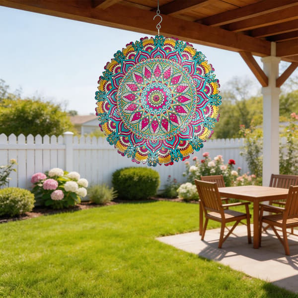 Vindspinner 12 tommer 3D Udendørs Havedekoration Mandala Blomst Mandala Blossom
