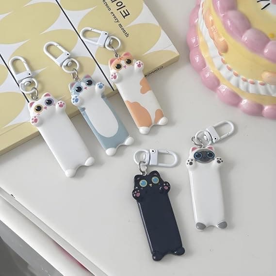 5 stk. Mini Søde Katte Nøgleringe, til Kvinder Rygsæk Nøgleringe, Taske Charms Katteelskere Gave, Dekorative Nøglering Tilbehør
