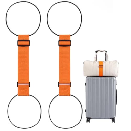 2-pack bagageremmar för resväskor, 25 färger, justerbar elastisk resväskrem med dubbel stabilitetsdesign, handsfree Orange