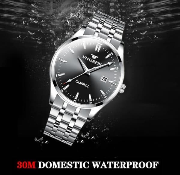Herrarnas Business Quartzklocka, Analog Vattentät Lysande Datum Casual Armbandsur, C-Vit C-White