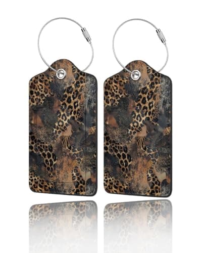 2-pack bagagebrickor i PU-läder för resväskor - abstrakt leopardmönster Abstract Leopard Print
