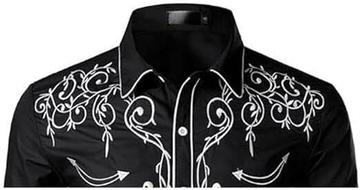 Herrskjorta med knappar, lång ärm, broderad, svart 4, storlek L Black 4 L