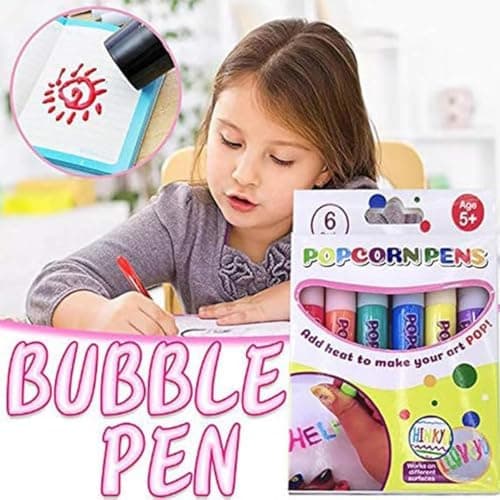 3D Bubble Penna, 6 st Puffys Paint Popcorns Pennset för barn