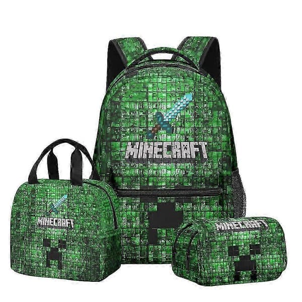 Minecraft 3D Ryggsekk Matboks Pennal Sett for Barn Studenter Skoleutstyr Flere Stiler 6 Backpack
