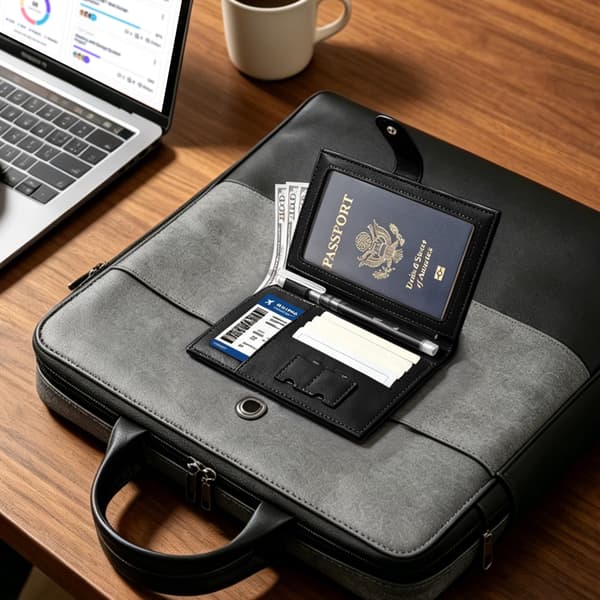 Veki Passfodral för resor, RFID-blockerande passfodral, svart Black