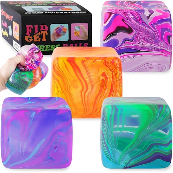 [Needoh Squishy Cube] Needoh Squishy Cube Roterende - Hvirvlende Mønster Afslapningslegetøj til Angst ADHD Autisme - Fidget Sensorisk Finmotorik
