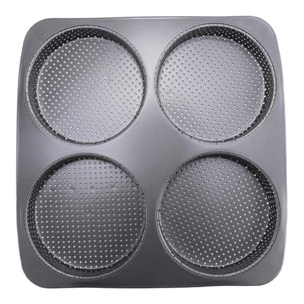 Hamburgerbolleform, 5 tommer non-stick kulstofstål hamburgerform, 4-kops stor bageform til hjemmelavede hamburgerboller