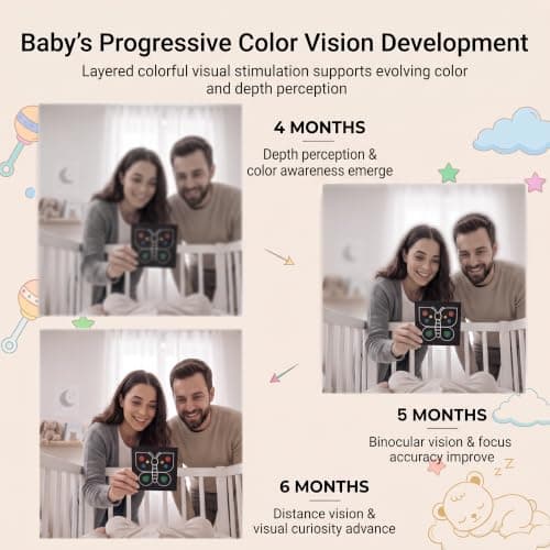 Sorte, hvide og farvede baby-flashkort, babylegetøj til nyfødte | 20 kort 40 sider, letvægt 3-6 Month