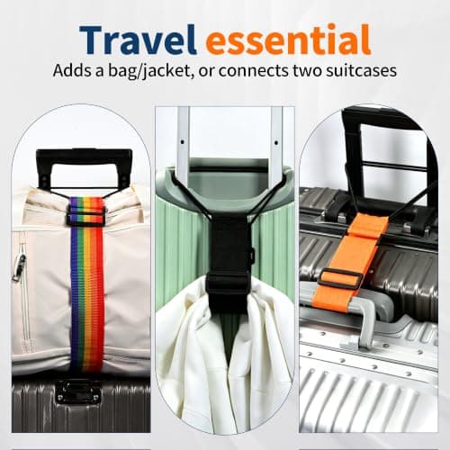 2 stk. bagagestropper til kufferter, justerbare bagageforbindelsesstropper rainbow and orange