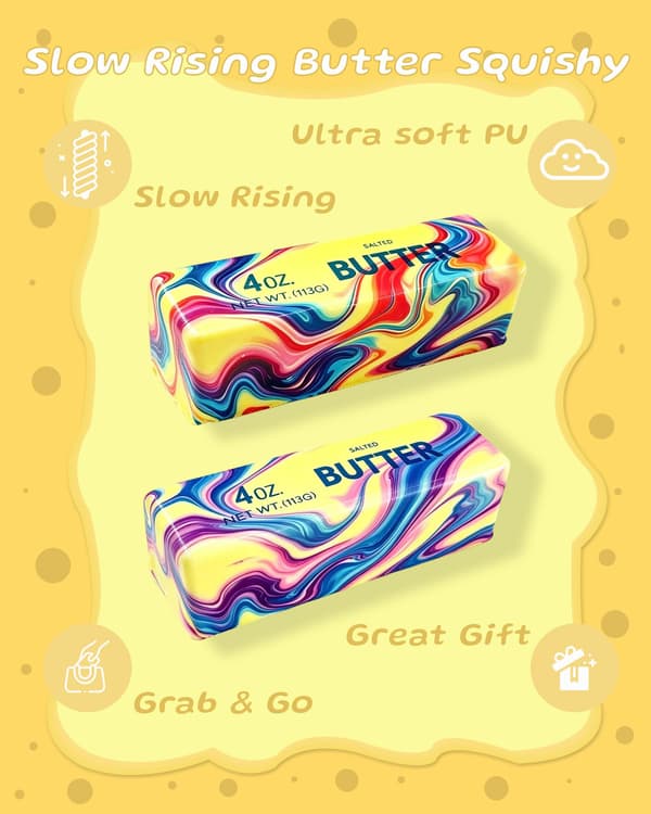 Smør Squishy Langsomt Stigende Fidget Legetøj, 2 Stk Smør Klemmelegetøj