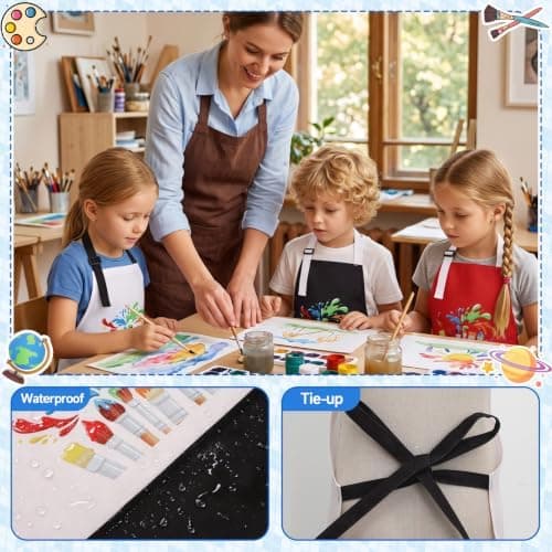 2/3-pack konstnärsförkläden för målning, pyssel, matlagning, trädgårdsarbete Black, White, Red 3