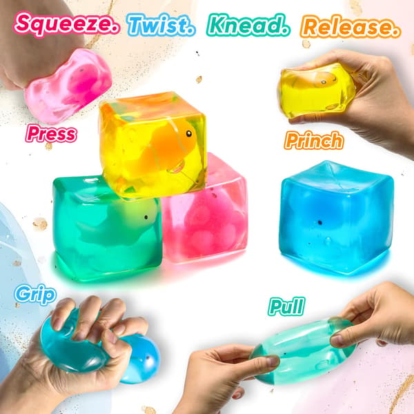 Squishy Stresskub, 4-pack Stor Is Sensorisk Fidgetleksak för Barn med Autism Ocean