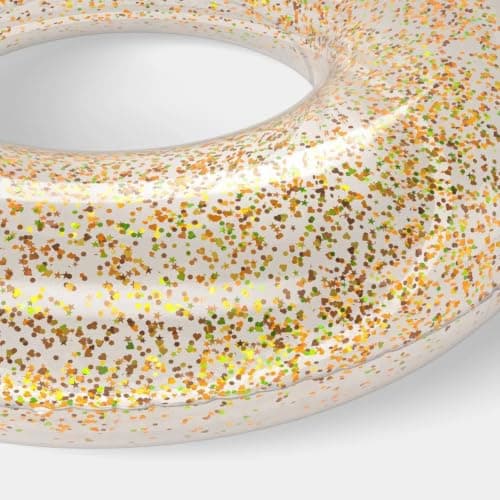 36\" Gul Glitter Poolring, Hållbar Uppblåsbar Ring för Simning/Avkoppling