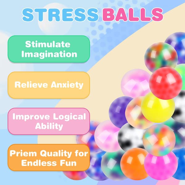 54-pak stressbolde, bløde klemmebolde i bulk, fidget til voksne, bløde bolde til stresslindring, stressbolde til voksne, festgaver, 54pcs Stress Balls