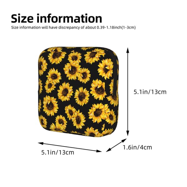 Smuk solsikke efterårsblomst periode taske til kvinder, bærbar hygiejnebind periode pose til pung, små makeuptasker Sunflower