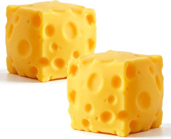 2-pak ost Squishy Langsomt stigende Squishy Klembar gul osteblok Blødt nyheds legetøj 10 cm