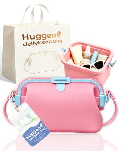 Silikon strandveske med stropp, vanntett flytende tote Pink Small