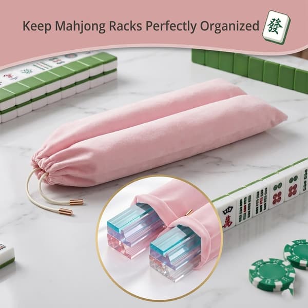 HeyLzhfc Mahjong Rack Bag for 4 Racks & Pushers, Dual-Compartment (Pink) Pink