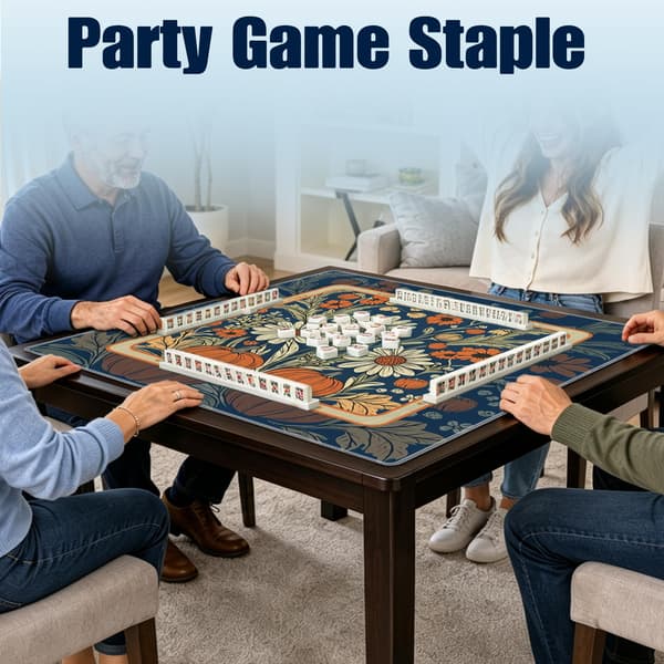 Marineblå høstblomstret Mahjong-matte til bord 31,5\"x 31,5\" Navy Blue