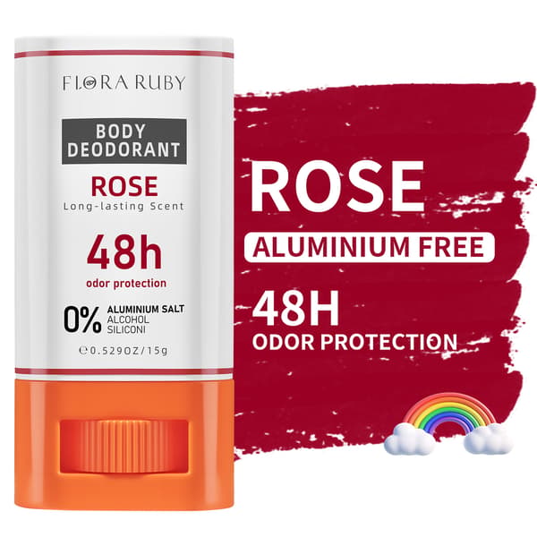Flora Ruby Rose Deodorant Stick, Aluminiumfri Kroppsdeodorant, 48H Luktskydd, 0% Alkohol & Silikon, 15g rose