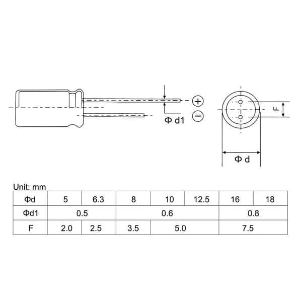 1000uF 16V Elektrolytisk kondensator 25 stk.