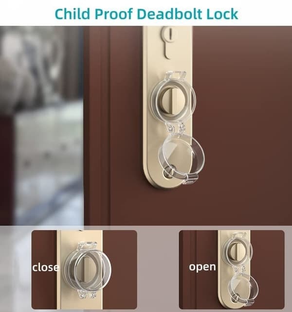 2-pack dörrsäkerhetslås med deadbolt för barn, barnsäkert deadbolt-lås, stort deadbolt-barnsäkerhetslås som passar de flesta